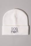 Dog Mom Embroidery Solid Cuffed Beanie