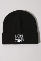 Dog Mom Embroidery Solid Cuffed Beanie