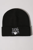 Dog Mom Embroidery Solid Cuffed Beanie