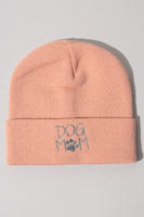 Dog Mom Embroidery Solid Cuffed Beanie