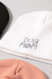 Dog Mom Embroidery Solid Cuffed Beanie