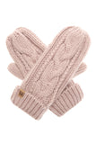 Winter Gloves Cable Knit Mittens with Fleece Lined