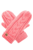 Winter Gloves Cable Knit Mittens with Fleece Lined