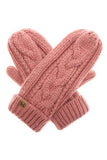 Winter Gloves Cable Knit Mittens with Fleece Lined