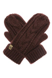 Winter Gloves Cable Knit Mittens with Fleece Lined