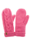 Winter Gloves Cable Knit Mittens with Fleece Lined