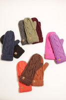 Winter Gloves Cable Knit Mittens with Fleece Lined