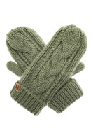 Winter Gloves Cable Knit Mittens with Fleece Lined