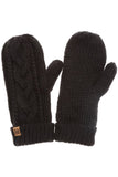 Winter Gloves Cable Knit Mittens with Fleece Lined