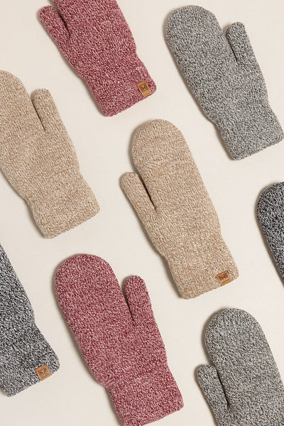 Winter Marled Knit Mittens with Cozy Lining