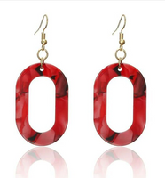 Red O Oval Earrings