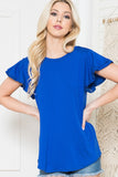 Solid Short Flutter Sleeve Top