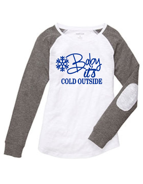 BABY IT'S COLD OUTSIDE BASEBALL ELBOW PATCH TEE