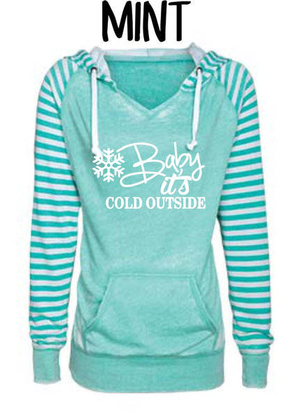 BABY IT'S COLD OUTSIDE STRIPED HOODIE