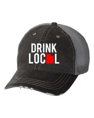 Drink Local~Utah with Red State Embroidered Trucker Cap