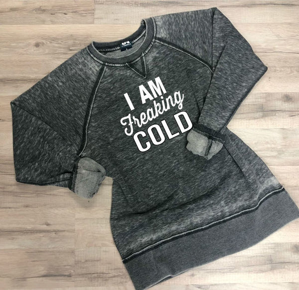 I Am Freaking Cold Softstyle Vintage Crew Neck Sweatshirt