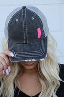 Indiana State in Pink on side Embroidered Trucker Hat