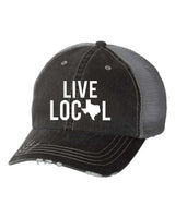 Live Local~Texas with White State Embroidered Trucker Cap