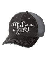 MICHIGAN IN MY SOUL STITCH EMBROIDERED TRUCKER HAT