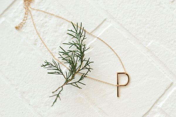 P Gold Initial Necklace