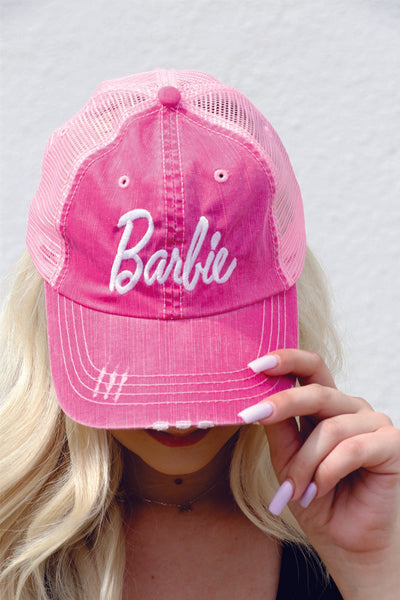 Barbie Pink Embroidered Trucker Hat