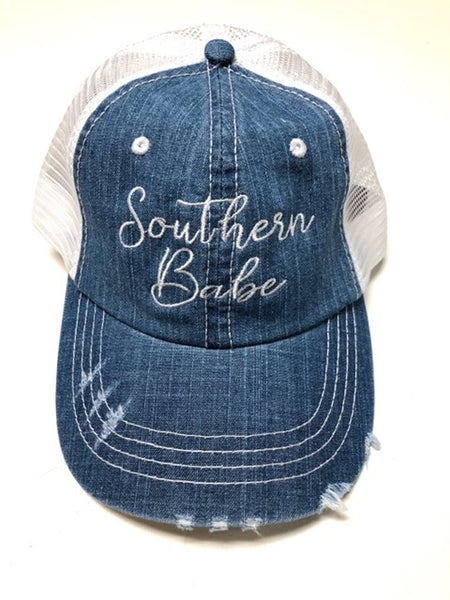 Country Babe Embroidered Denim/Mesh Trucker Hat