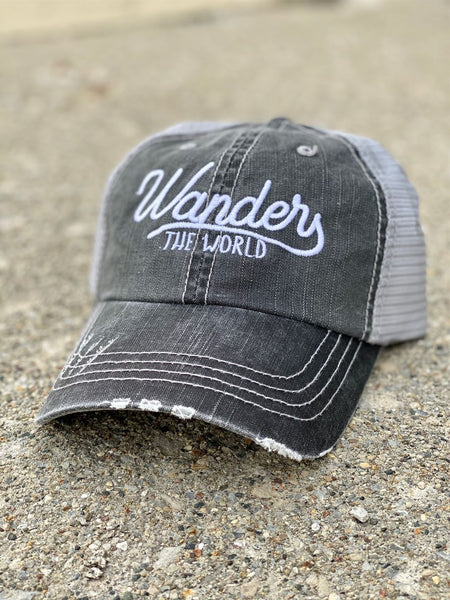 Wander The World Embroidered Trucker Hat