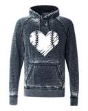 BASEBALL / SOFTBALL DISTRESSED HEART SOFTSTYLE VINTAGE HOODIE