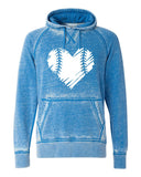 BASEBALL / SOFTBALL DISTRESSED HEART SOFTSTYLE VINTAGE HOODIE