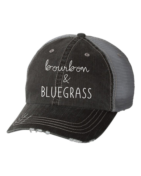 bourbon & BLUEGRASS Kentucky Derby Embroidered Trucker Hat