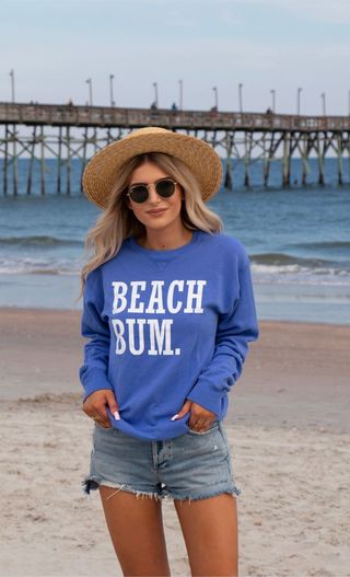 Beach Bum Comfort Wash Summer Crewneck Sweatshirt