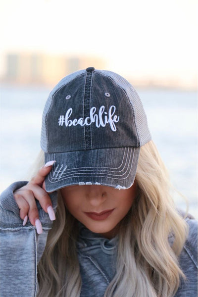 #beachlife Embroidered Gray Trucker Hat