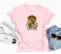 Blonde Sunflower Girl Crewneck Tee