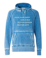 BIRTHPLACE: EARTH RACE: HUMAN POLITICS: FREEDOM RELIGION: LOVE VINTAGE HOODIE