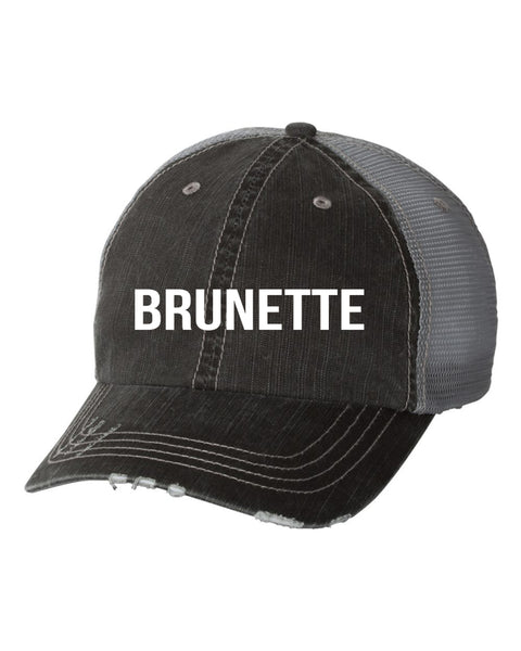 Brunette Embroidered Gray Trucker Hat