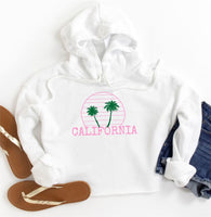 CALIFORNIA WITH PALM TREES CROPPED HOODIE