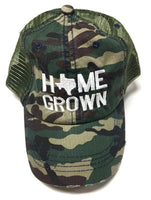 TEXAS HOME GROWN CAMO EMBROIDERED TRUCKER HAT