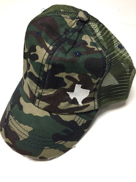 TEXAS CAMO EMBROIDERED TRUCKER HAT