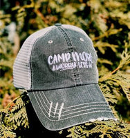 Camp More Worry Less Embroidered Trucker Hat