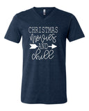 CHRISTMAS MUSIC AND CHILL V NECK TEE