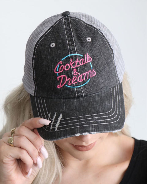 Cocktails and Dreams Embroidered Trucker Hat