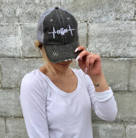 Coffee Heartbeat Embroidered Trucker Hat