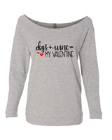 DOGS + WINE = MY VALENTINE RAGLAN