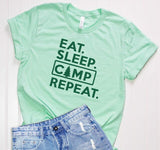 Eat Sleep Camp Repeat Graphic Tee