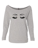 EYELASH GRAPHIC RAGLAN CREWNECK