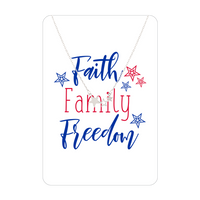 FAITH FAMILY FREEDOM NECKLACE CARD