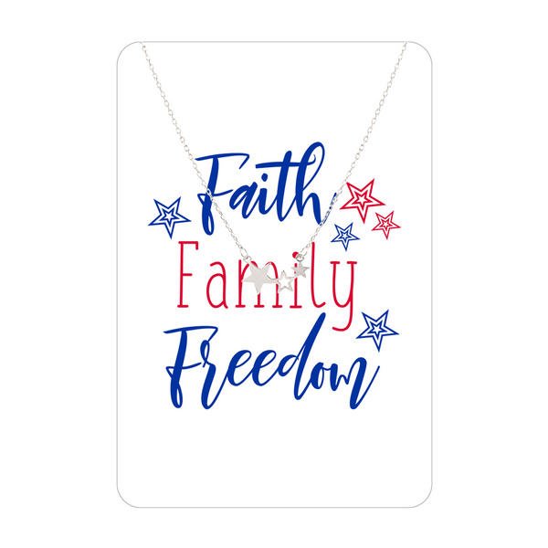 FAITH FAMILY FREEDOM NECKLACE CARD