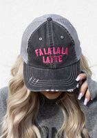 FA LA LA LA LATTE Hot Pink Embroidered Trucker Hat