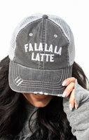 FA LA LA LA LATTE White Embroidered Trucker Hat