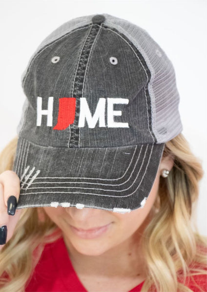 Home Indiana Red State Embroidered Trucker Hat